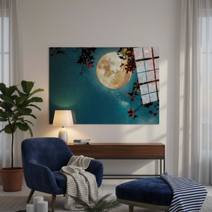 Full Moon <b>Wall</b> Art: Printed <b>Canvas</b> Decor, Serene Room Decor,TEMPERED GLASS ART - Product Image 3