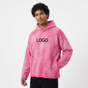 Custom Winter <b>Oversized</b> Heavyweight French Terry Dip Dye Hoodie Men <b>Vintage</b> Y2K Acid Wash Spray Ombre Pullover Fleece <b>Sweatshirt</b> - Product Image 5