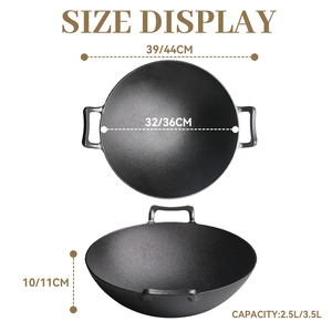 <span class=keywords><strong>Wok</strong></span> à gaz commercial robuste chinois traditionnel noir Double oreille antiadhésif en fonte <span class=keywords><strong>Wok</strong></span> pour Restaurant cuisine Camp extérieur - Product Image 5