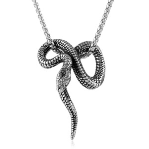 Yunnique – collier avec pendentif serpent en acier inoxydable, design du zodiaque animal en argent, chaîne de 3.0x60cm, bijoux rétro Punk pour hommes - Product Image 1