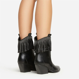 <span class=keywords><strong>Stivali</strong></span> da Cowboy con strass alla moda da donna <span class=keywords><strong>stivali</strong></span> con <span class=keywords><strong>tacco</strong></span> <span class=keywords><strong>medio</strong></span> in pelle di tendenza - Product Image 3