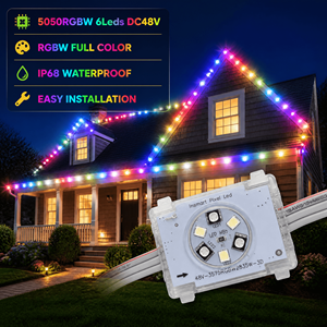 ไฟตกแต่งคริสต์มาสกลางแจ้งแบบถาวร IP68 ใช้ได้ตลอดปี 48V Rgbic Pixel Point Lights ความยาว 300 ฟุต 500 ฟุต ไฟติดรางชายคา - Product Image 1