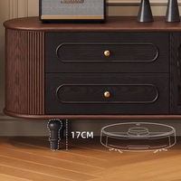 Meuble TV de luxe en bois massif noyer vintage avec armoire de rangement pour salon - Marque MINGCHUAN Certifié ROHS