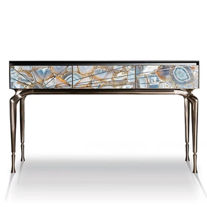 Mesa <span class=keywords><strong>de</strong></span> pasillo <span class=keywords><strong>de</strong></span> <span class=keywords><strong>entrada</strong></span> moderna contemporánea <span class=keywords><strong>de</strong></span> gama alta, mesa <span class=keywords><strong>de</strong></span> consola <span class=keywords><strong>de</strong></span> cobre <span class=keywords><strong>de</strong></span> lujo para sala <span class=keywords><strong>de</strong></span> estar, Hotel, Metal <span class=keywords><strong>de</strong></span> ágata Natural hecho - Product Image 4