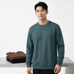 Sudadera de punto para hombre, cuello redondo, corte regular, color liso, 100% algodón polar, antiencogimiento, para uso casual de otoño - Product Image 4