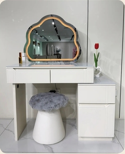 Simple Makeup <b>Vanity</b> <b>Table</b> LED Lighted Mirror Drawer Storage Dressing <b>Table</b> For Bedroom - Product Image 4