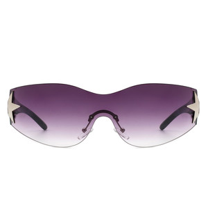 Myrith - Occhiali da sole oversize da donna, rettangolari, senza montatura, avvolgenti e alla moda - Product Image 1