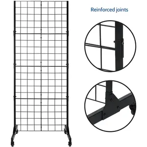 JH-Mech Art Display Panels mit T-Base Stand und Lenkrädern Einfache Montage und Anpassung Robuste Metallgitter-Wand paneele