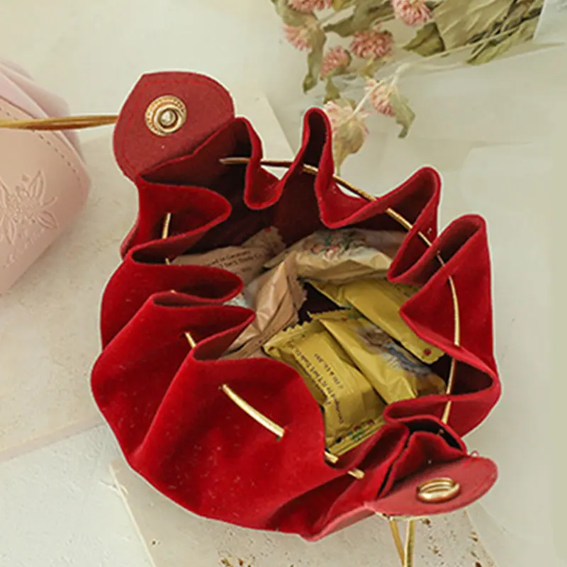 Mới Sáng Tạo Nhung Kẹo Túi Da Tay Nhung Đồ Trang Sức Pouch Wedding Party Dây Kéo Quà Tặng Sô Cô La Pouch Trường Hợp