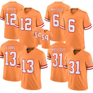 6 Baker Mayfield 54 Lavonte David 12 Tom Brady 13 Mike Evans 31 Antoine Winfield Jr. Jersey Sepak Bola Retro Oranye - Product Image 2