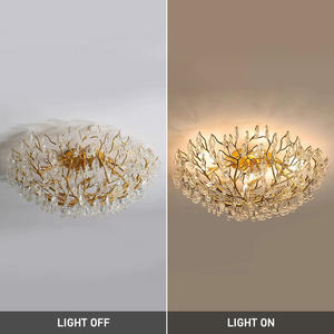 Gran rama nórdica Vintage Led latón oro comedor sala de estar Hotel lujo techo colgante luz moderna candelabros de cristal - Product Image 2