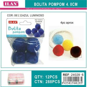 Pompon in Lana ILAN 4.0 Cm Blu Reale Luminoso per Decorazioni Artigianali - Product Image 1