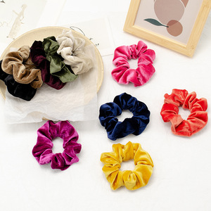 Élastique à cheveux en velours pour femmes, couleur unie, accessoire pour queue de cheval, style décontracté, haute qualité, origine Yiwu - Product Image 3