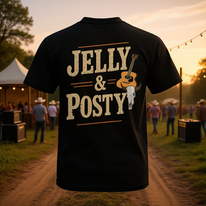 T-shirt Jelly & Posty Country Western, abbigliamento per band di musica country, abbigliamento per festival musicali - Product Image 2