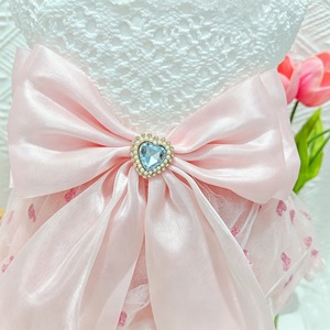 Robe de princesse pour animaux de compagnie, jupe en Tulle rose avec imprimé cœur pour chiens et chats, tenue d'été en Polyester, vêtements quatre saisons - Product Image 4