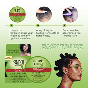 Hot Selling Olive Oil Produtos para o cabelo Styling Cera Cabelo Hidratante Durable Edge Control Ajuste <span class=keywords><strong>Gel</strong></span> Com Material Transparente - Product Image 4