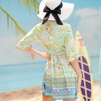 JAKIJAYI Mode bohème vacances été imprimé tropical et robes florales longues col en V vente en gros usine robe de femme personnalisée