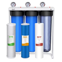 Sistem Filter air seluruh rumah 3 Tahap 20x4.5 inci dengan Filter Prefilter & KDF Filter karbon sedimen