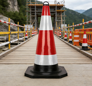Conos de Seguridad Vial de 700 mm con Anillo, Señalización de Advertencia para Carreteras, Venta al Por Mayor de Fábrica - Product Image 1
