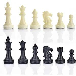 2.5 인치 예비 폰 토너먼트 어린이와 성인 체스 보드 게임을위한 흰색과 검은 색 플라스틱 체스 조각