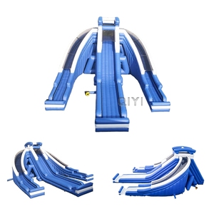 Tobogán acuático inflable de alta velocidad de estilo libre azul gigante comercial para parques de atracciones al aire libre - Product Image 4