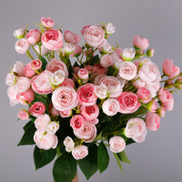 Vente en gros d'usine : Fleurs artificielles en soie, roses à bulles brumeuses, pour décoration de mariage et événements festifs
