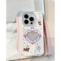 Casing HP Anti Benturan Lembut Motif Kartun Hati Anjing Ceri untuk 17 Pro Max 16 Plus Gaya Kreatif Terlaris 14 13