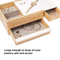 Petite boîte à bijoux en bois de chambre à coucher, boîtier organiseur moderne de stockage style nordique avec tiroirs à compartiment caché