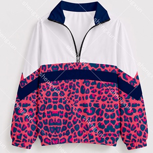 <span class=keywords><strong>Giacca</strong></span> a vento da <span class=keywords><strong>donna</strong></span> con stampa <span class=keywords><strong>leopardata</strong></span>, zip a un quarto, resistente all'acqua, sublimata. - Product Image 4