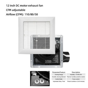 12 Inch <strong>Bathroom</strong> Exhaust Fan with Humidity Sensor Delay Timer Easy Install <strong>Ventilation</strong> Fan for Public Places Gyms Locker Rooms - Product Image 2