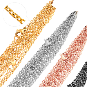 Lot de 10 colliers en acier inoxydable en forme de O, largeur 2,0 mm, couleur argent/or/or rose, pour la fabrication de bijoux - Product Image 2