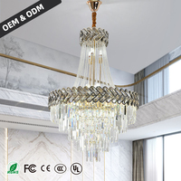 Lustre d'escalier MICUP à prix d'usine, long, pour hall d'hôtel, en or, moderne, en cristal K9, de luxe pour villa, avec contrôle par application, garantie de 3 ans