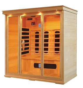 2024 nordischer freizeitstil aus hemlocktanne/rotem zeder für den außenbereich, eimeroptik, dampf-panorama-glassauna, traditionelle sauna für 3-4 personen