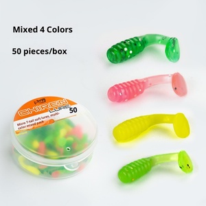 50 señuelos blandos con cola en T, señuelos para pesca de carpa, mini señuelos artificiales de silicona con atrayente de peces - Product Image 1