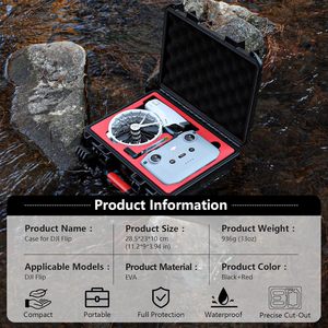 Amazear Professional <b>Hard</b> <b>Shell</b> Drone <b>Case</b> Waterproof Shockproof for DJI FLIP RC 2/RC N3 Drone Accessories Storage Travel bag - Product Image 6