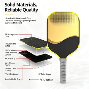 ไม้พายพิคเคิลบอล GQK รูปทรงมาตรฐาน สีดำ ด้ามจับกันลื่น ดีไซน์ไร้ขอบ สำหรับผู้ใหญ่ ใช้ได้ทุกฤดู สำหรับฝึกซ้อม น้ำหนักเบา ทำจากไม้ป็อปลาร์ - Product Image 3