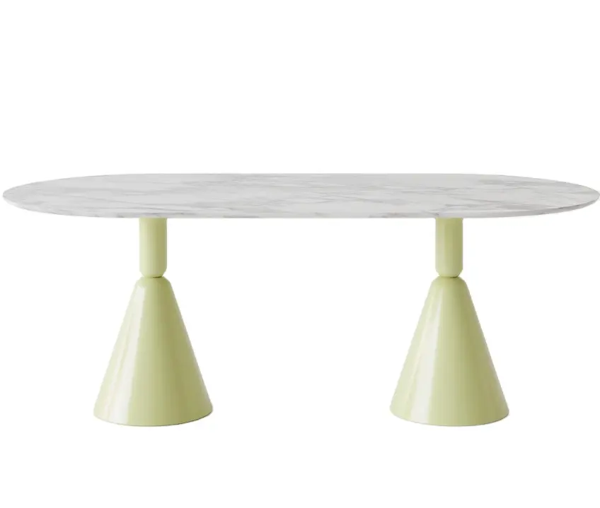 Mesa de comedor estilo nórdico para restaurante, mesa de comedor con diseño rústico dorado de madera redonda Rectangular