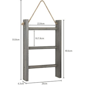Solid Wood Wall Mounted Towel Rack 3 <b>Bars</b> 26cm Width Organizer <b>Shelf</b> Bathroom Vanity Storage Rack Entryway Decor - Product Image 1