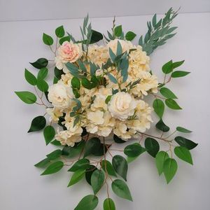 تصميم جديد لعام 2023 لقوس الزفاف المثلثي من زهور الأزاليا، خلفية للمسرح ونافذة ومنطقة استقبال مع ترتيب زهور اصطناعية - Product Image 5