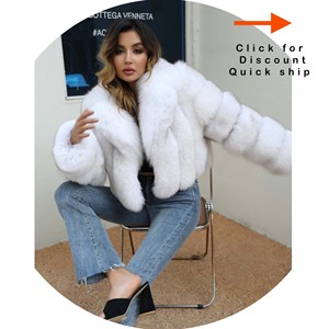 Manteau court en fourrure de renard pour <span class=keywords><strong>femme</strong></span>, chaud, couleur personnalisée, <span class=keywords><strong>taille</strong></span> personnalisée, grand col en fourrure - Product Image 2