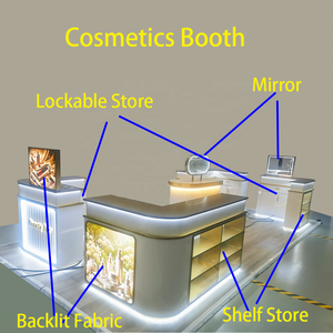 20 Fuß Maßgefertigter Edelstahl-Kosmetikschrank <span class=keywords><strong>Make</strong></span>-<span class=keywords><strong>up</strong></span>-Display Werbe-Ausstellungsstand - Product Image 4