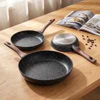 Ensembles de poêles en alliage d'aluminium les plus vendus avec couvercle en verre résistant à la chaleur, design moderne pour la cuisine à domicile