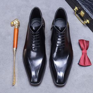 British Leather Martin <b>Boots</b> - Trendy Business Formal Leather <b>Boots</b>, Pointed Toe, Zipper, High-top, Leather Shoes, Short <b>Boots</b> - Product Image 3