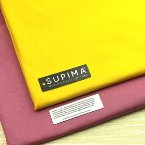 Katun Organik Mercerize PIMA Jersey Tunggal Rajutan Kain Pakan Mercerize PIMA 50S/2 Katun SUPIMA Kain Jersey Tunggal untuk Garmen