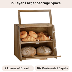 Hai Lớp Tự Nhiên Bằng Gỗ Bánh Mì Lưu Trữ <span class=keywords><strong>Container</strong></span> Nhà Bếp Keo Gỗ Bánh Mì Hộp - Product Image 3