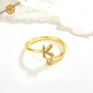 Elfic Đồ Trang Sức Đồng Có Thể Điều Chỉnh Thư Nhẫn Với Zircon Đồ Trang Sức Phụ Nữ Thông Minh Nhẫn Thời Trang Đồ Trang Sức Nhẫn