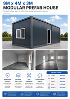 Maison préfabriquée modulaire PGM 9m x 4m x 3m, maison conteneur à ossature acier portable pour bureau de chantier, stockage et logement temporaire
