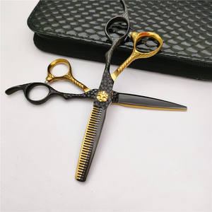 Tijeras de peluquería Suzhou SG de 62 mm para entresacar, para diestros, tijeras de estilista, hoja dorada y negra, estilo estándar - Product Image 3
