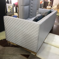 Tapisserie matelassée en cuir nouveau, ensemble de canapé en cuir à la mode 321 OE, style italien, cadre en métal doré, pour salon, usine chinoise