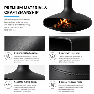 Chimenea Moderna Independiente <span class=keywords><strong>de</strong></span> Acero para <span class=keywords><strong>Leña</strong></span> con Diseño Suspendido para Sala <span class=keywords><strong>de</strong></span> Estar <span class=keywords><strong>de</strong></span> Lujo en Interiores <span class=keywords><strong>de</strong></span> Villas - Product Image 5